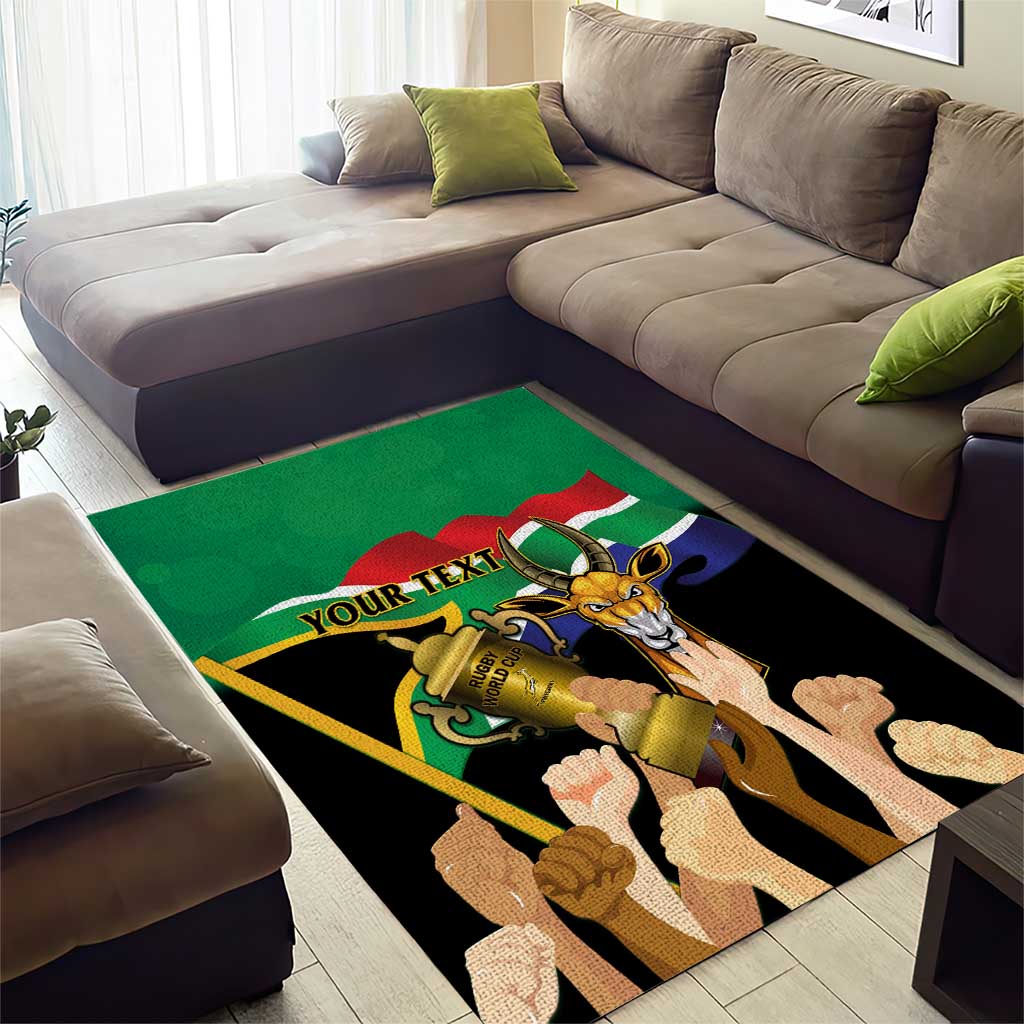 Personalised South Africa Special Holiday Area Rug Springboks Champions Celebration Rugby Is My Soul LT14