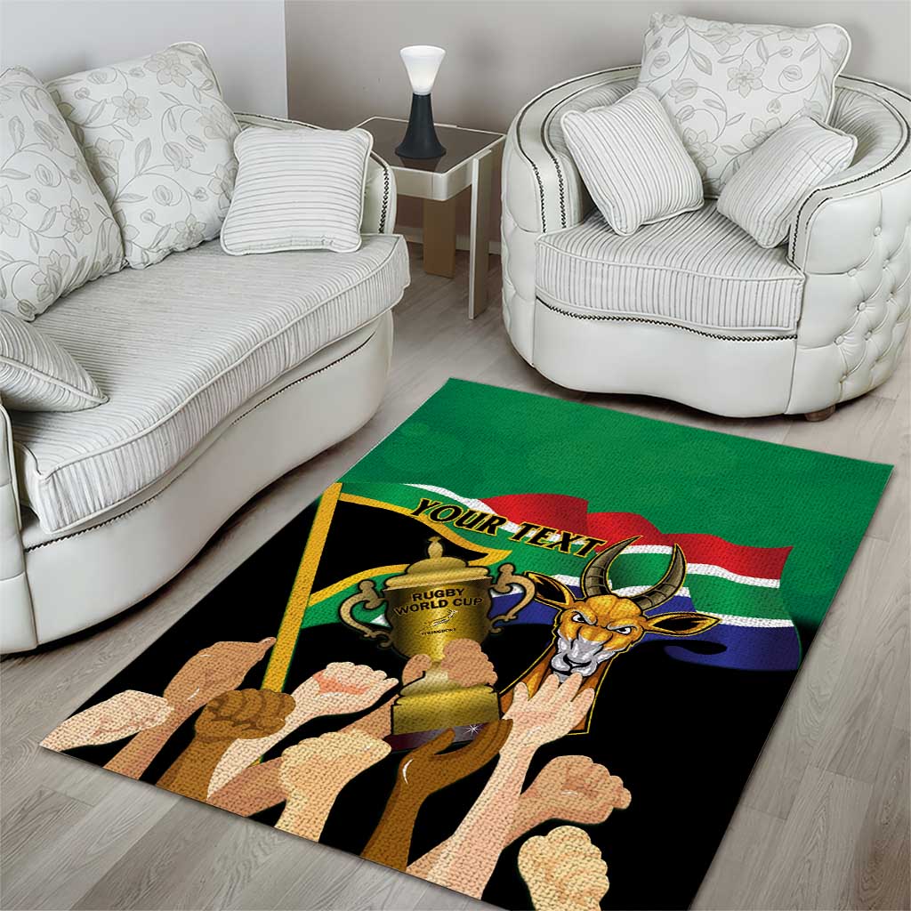 Personalised South Africa Special Holiday Area Rug Springboks Champions Celebration Rugby Is My Soul LT14