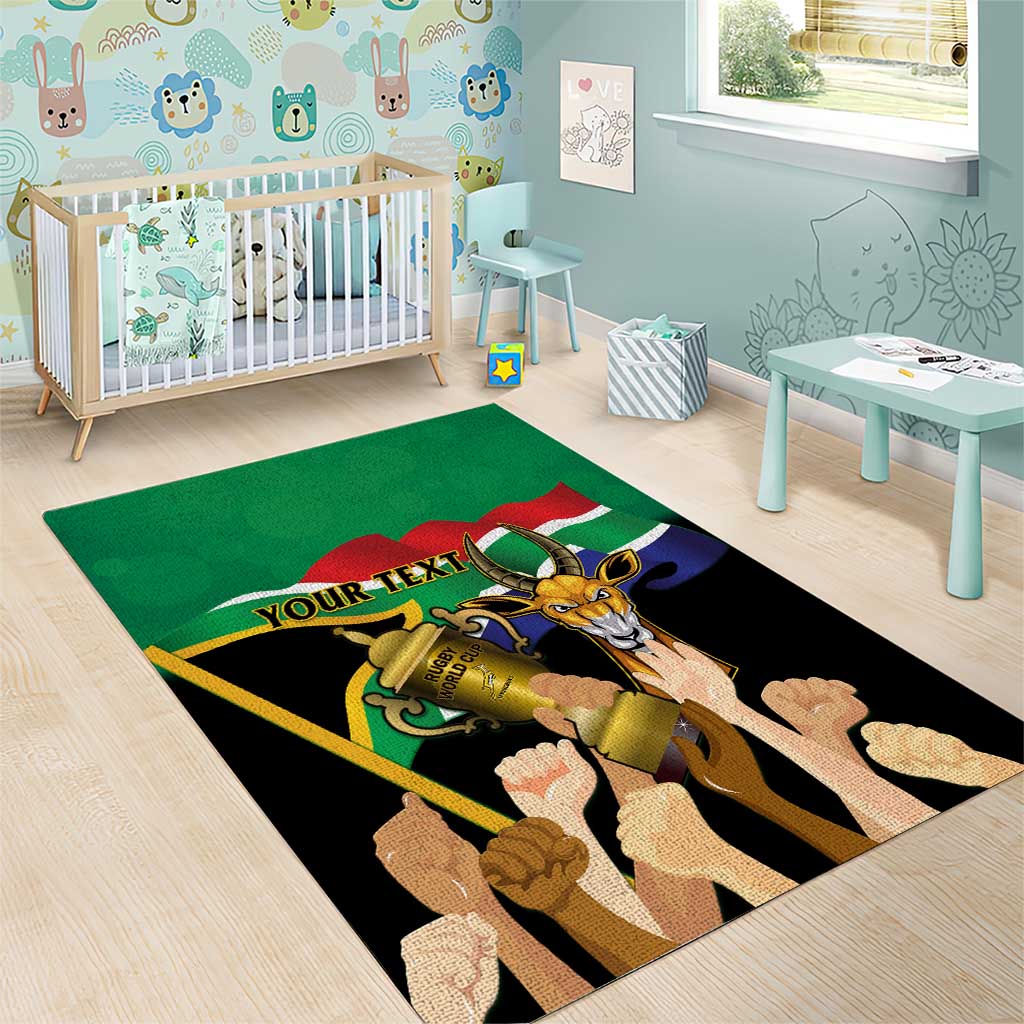 Personalised South Africa Special Holiday Area Rug Springboks Champions Celebration Rugby Is My Soul LT14