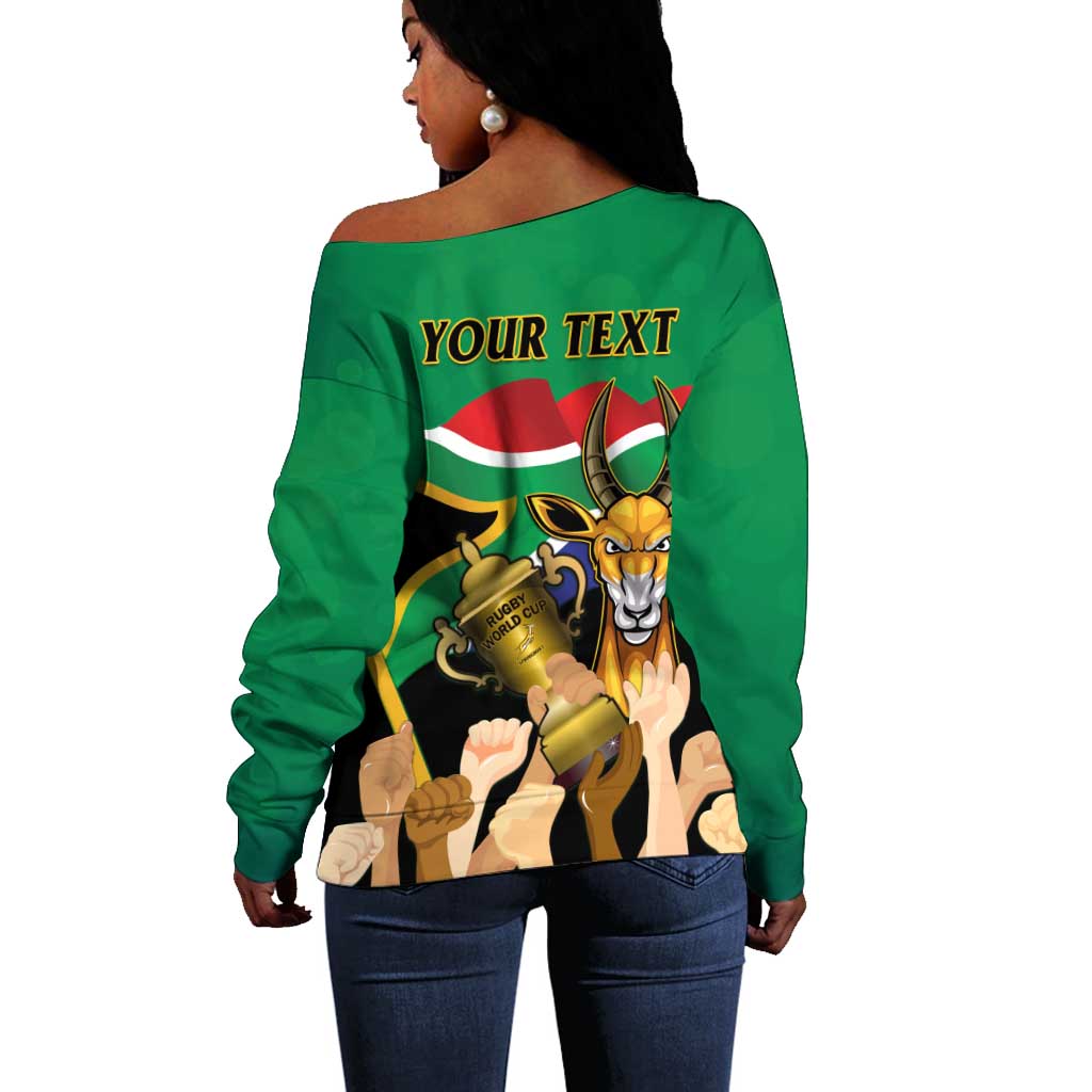 Personalised South Africa Special Holiday Off Shoulder Sweater Springboks Champions Celebration Rugby Is My Soul LT14