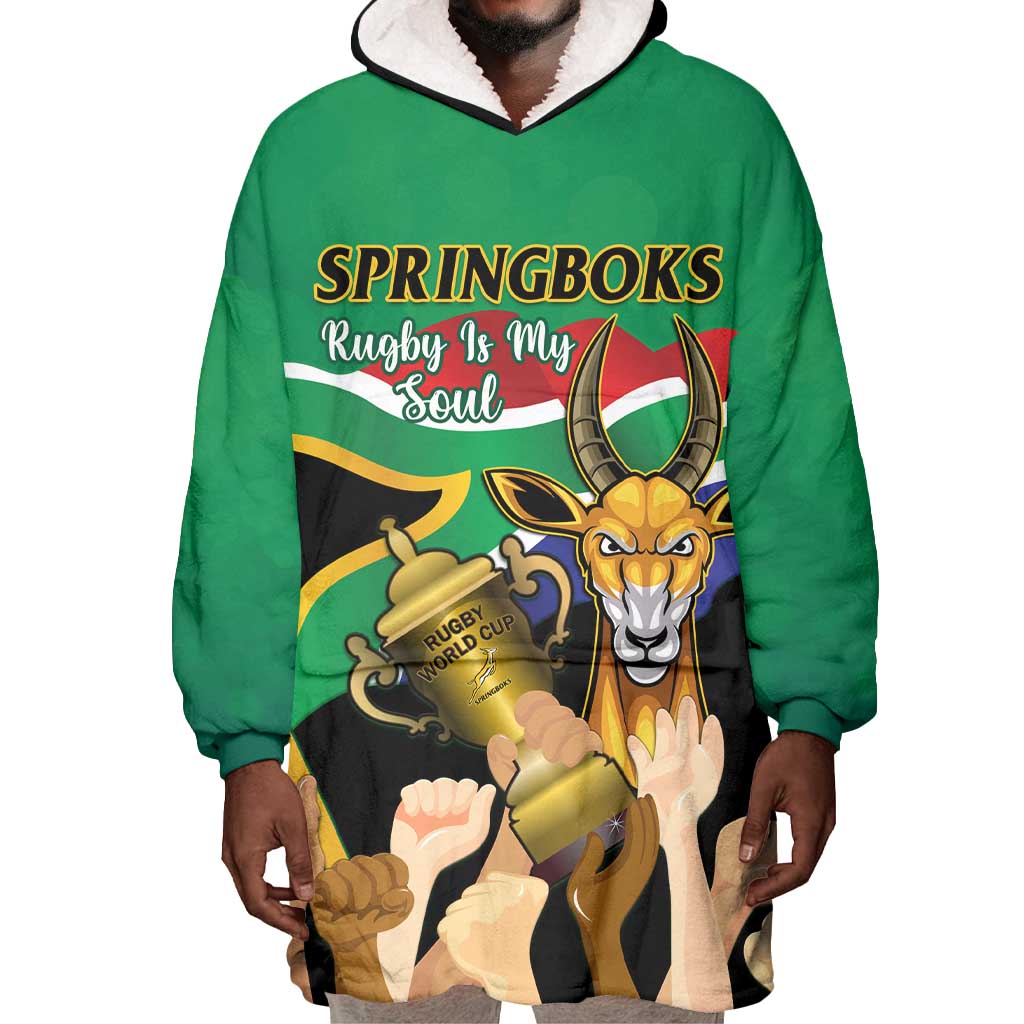 Personalised South Africa Special Holiday Wearable Blanket Hoodie Springboks Champions Celebration Rugby Is My Soul LT14