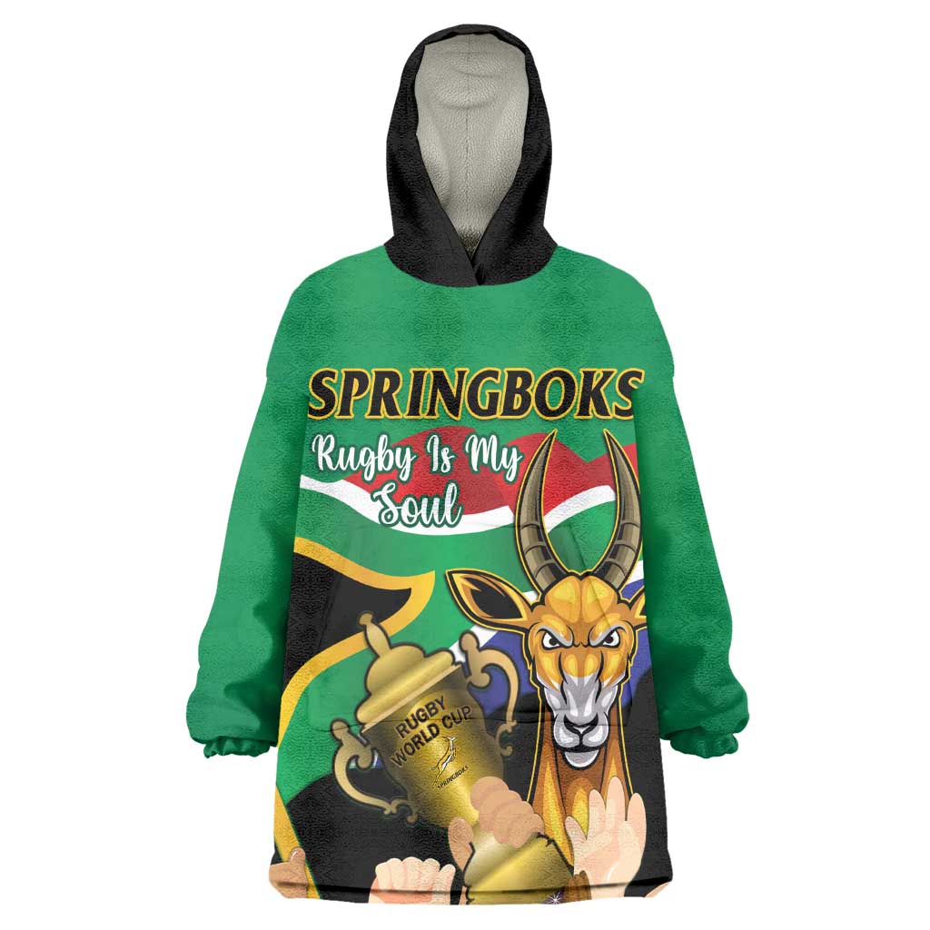 Personalised South Africa Special Holiday Wearable Blanket Hoodie Springboks Champions Celebration Rugby Is My Soul LT14