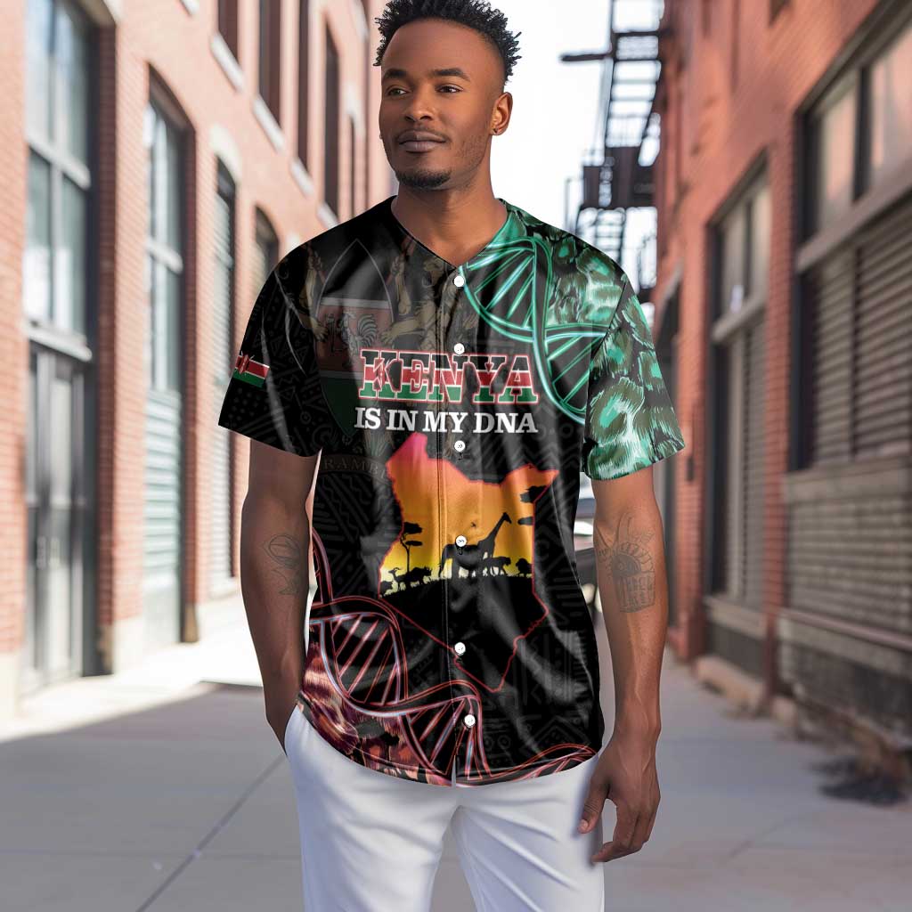 Afro Kenya Baseball Jersey Kenyan Is In My DNA - Jamhuri Day LT14