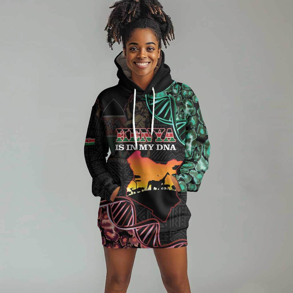 Afro Kenya Hoodie Dress Kenyan Is In My DNA - Jamhuri Day LT14