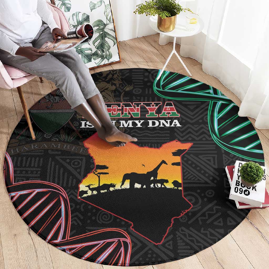Afro Kenya Round Carpet Kenyan Is In My DNA - Jamhuri Day LT14