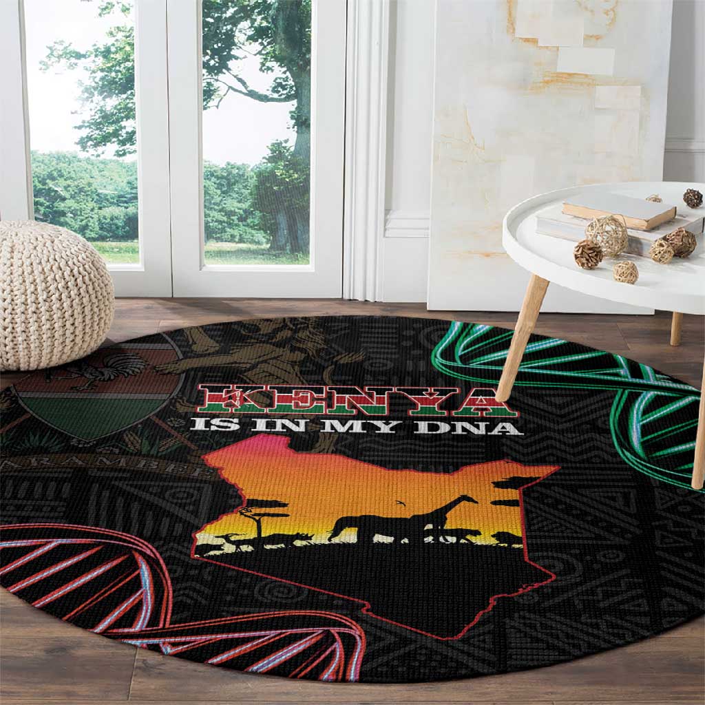 Afro Kenya Round Carpet Kenyan Is In My DNA - Jamhuri Day LT14