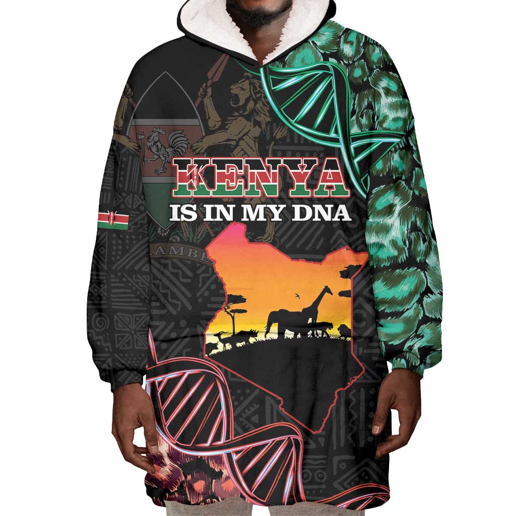 Afro Kenya Wearable Blanket Hoodie Kenyan Is In My DNA - Jamhuri Day LT14