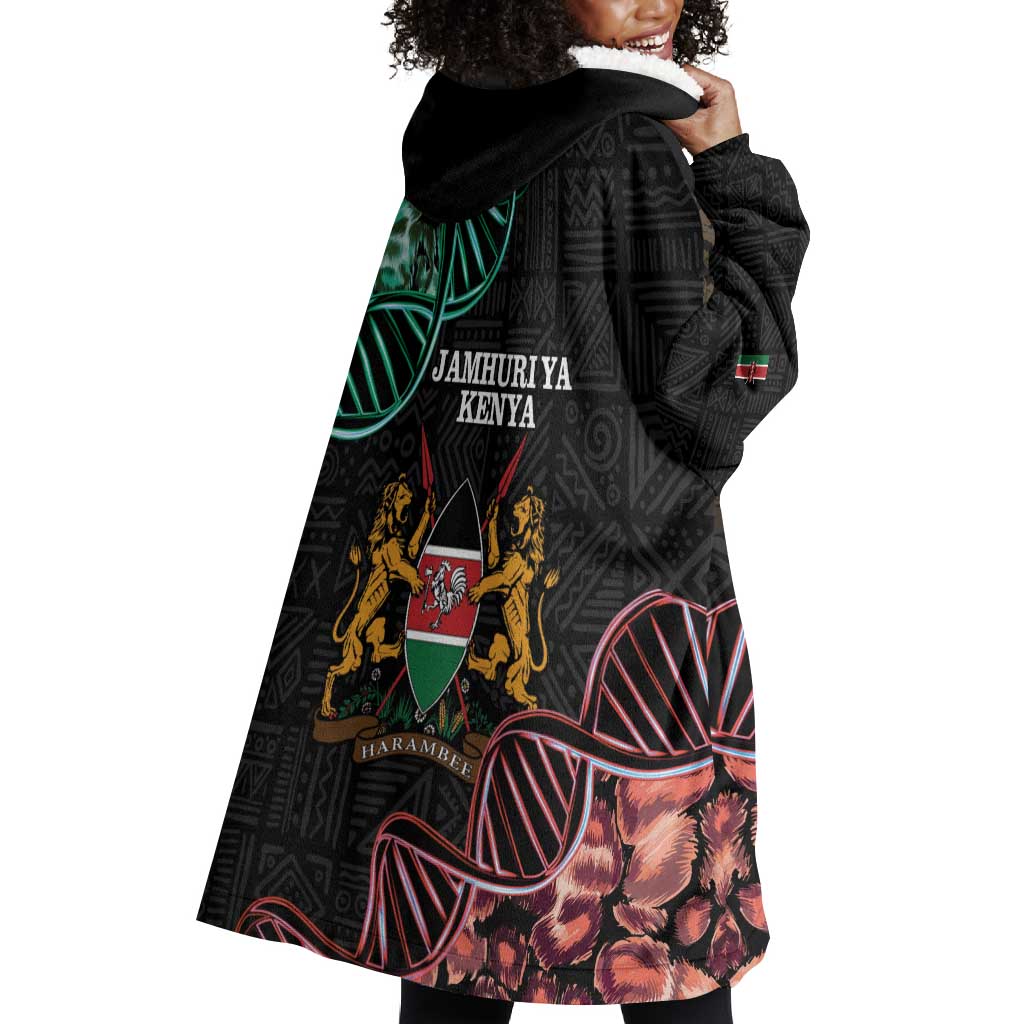 Afro Kenya Wearable Blanket Hoodie Kenyan Is In My DNA - Jamhuri Day LT14