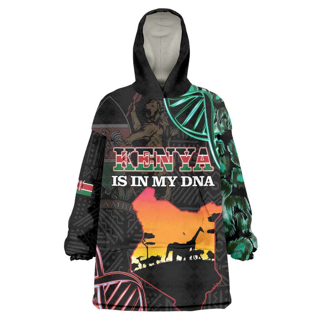 Afro Kenya Wearable Blanket Hoodie Kenyan Is In My DNA - Jamhuri Day LT14
