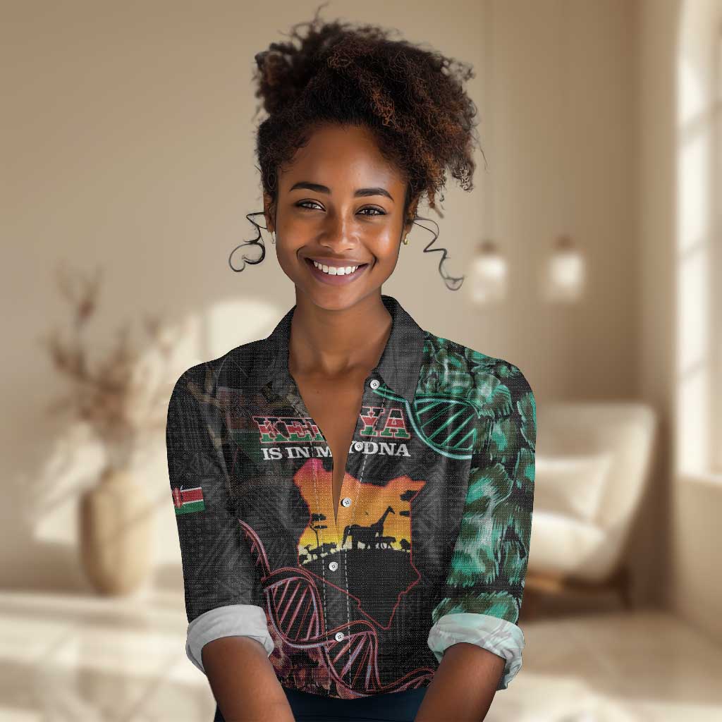 Afro Kenya Women Casual Shirt Kenyan Is In My DNA - Jamhuri Day LT14