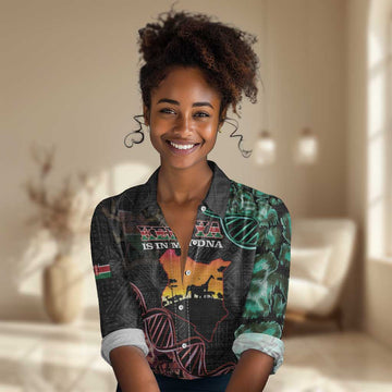 Afro Kenya Women Casual Shirt Kenyan Is In My DNA - Jamhuri Day LT14