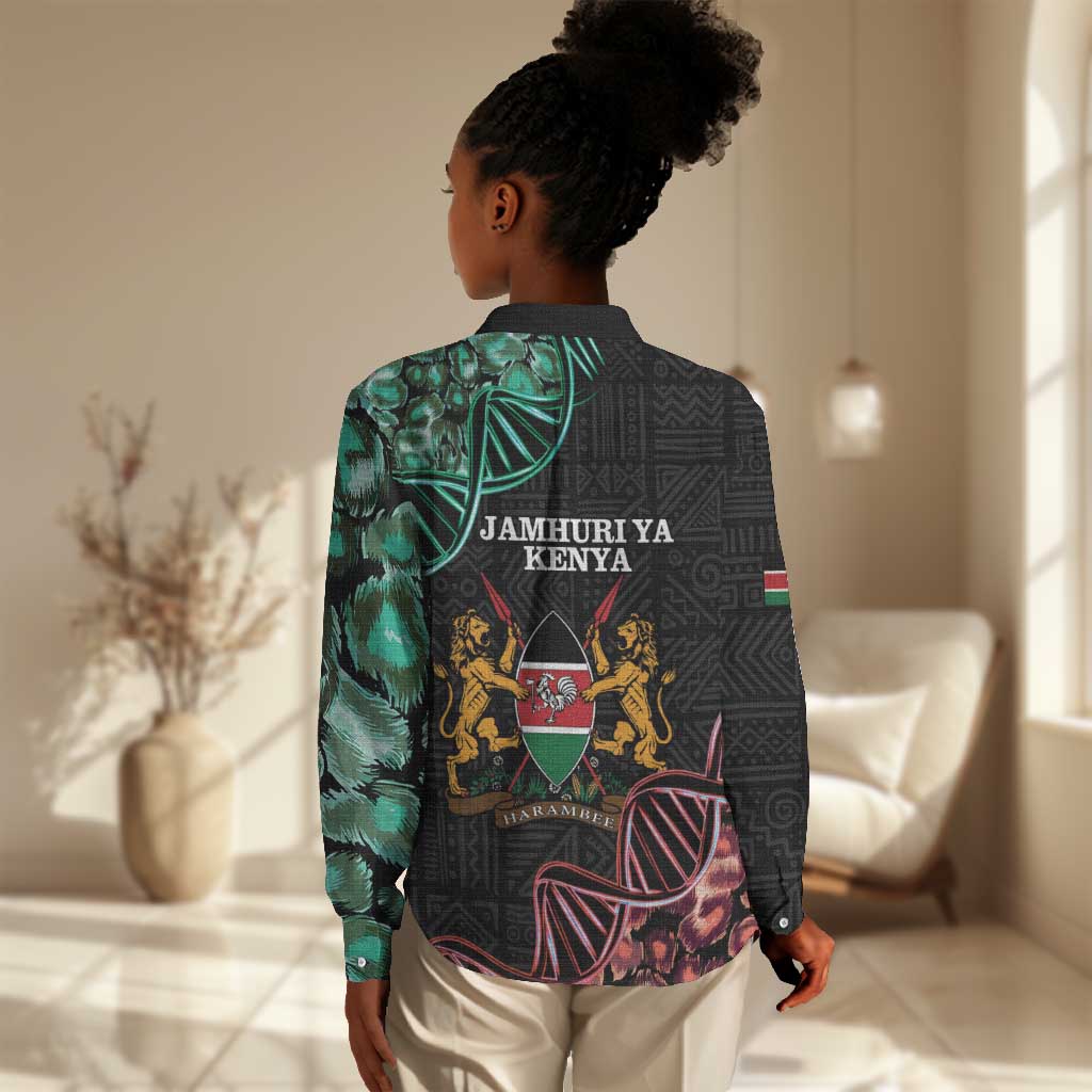 Afro Kenya Women Casual Shirt Kenyan Is In My DNA - Jamhuri Day LT14