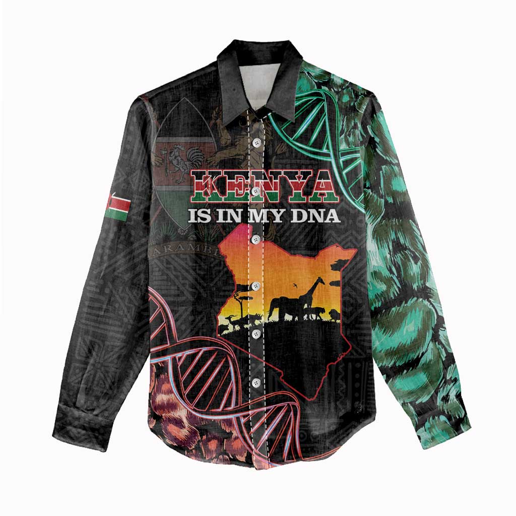 Afro Kenya Women Casual Shirt Kenyan Is In My DNA - Jamhuri Day LT14