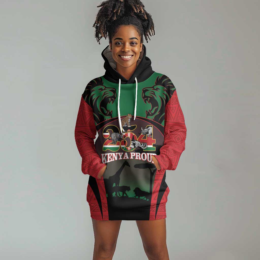 Proud Kenya 254 Hoodie Dress Safari Animals - African Pattern LT14