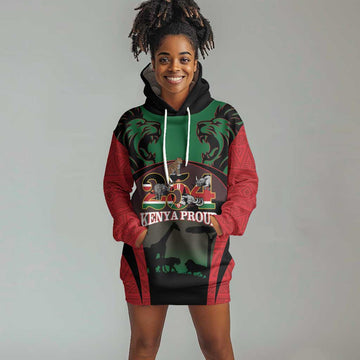 Proud Kenya 254 Hoodie Dress Safari Animals - African Pattern LT14