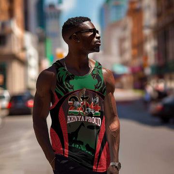 Proud Kenya 254 Men Tank Top Safari Animals - African Pattern LT14