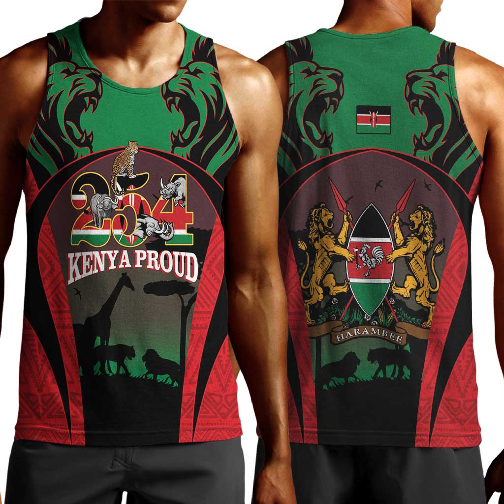 Proud Kenya 254 Men Tank Top Safari Animals - African Pattern LT14