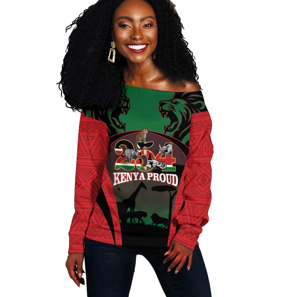 Proud Kenya 254 Off Shoulder Sweater Safari Animals - African Pattern LT14