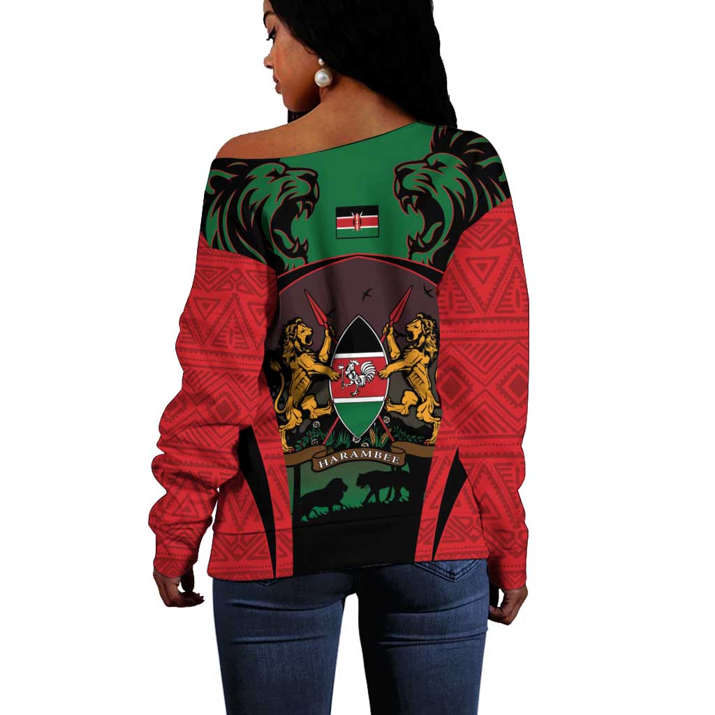Proud Kenya 254 Off Shoulder Sweater Safari Animals - African Pattern LT14