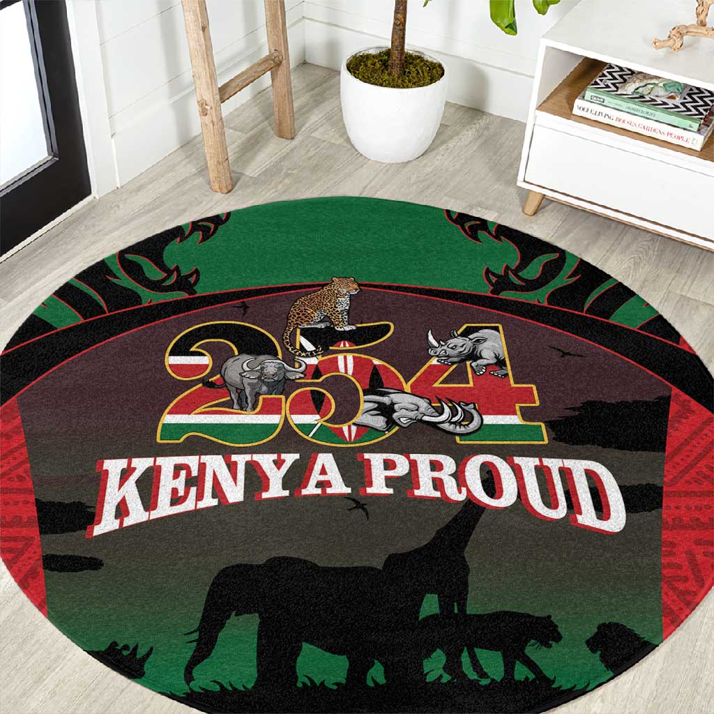 Proud Kenya 254 Round Carpet Safari Animals - African Pattern LT14