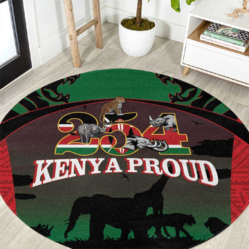 Proud Kenya 254 Round Carpet Safari Animals - African Pattern LT14