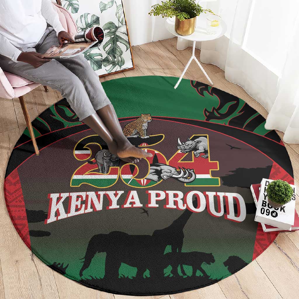 Proud Kenya 254 Round Carpet Safari Animals - African Pattern LT14