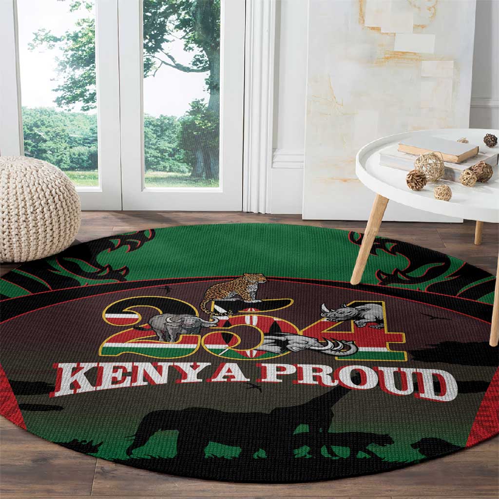 Proud Kenya 254 Round Carpet Safari Animals - African Pattern LT14