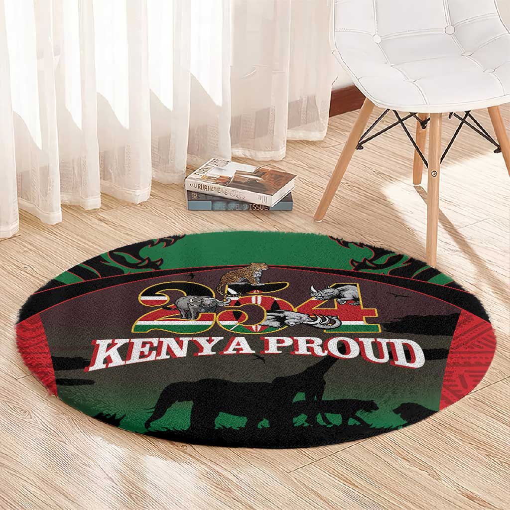 Proud Kenya 254 Round Carpet Safari Animals - African Pattern LT14