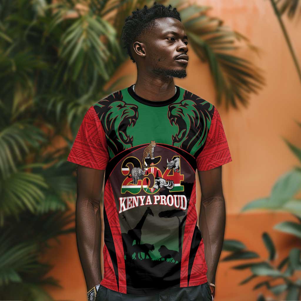 Proud Kenya 254 T shirt Safari Animals - African Pattern LT14
