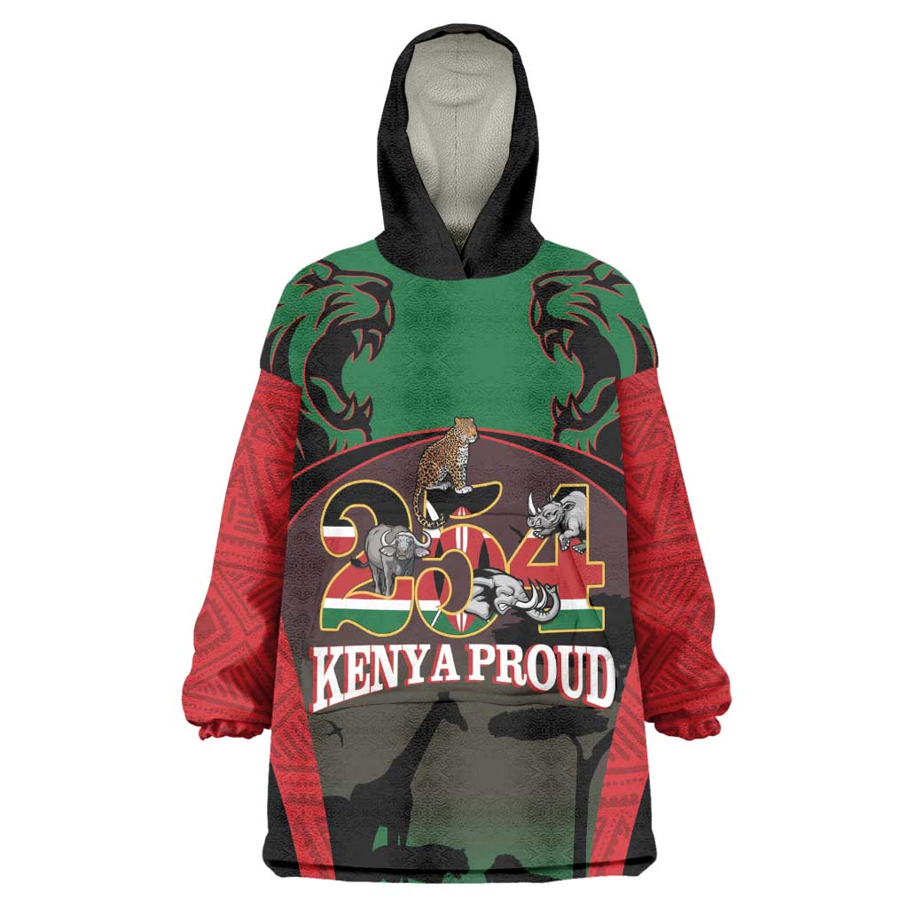 Proud Kenya 254 Wearable Blanket Hoodie Safari Animals - African Pattern LT14