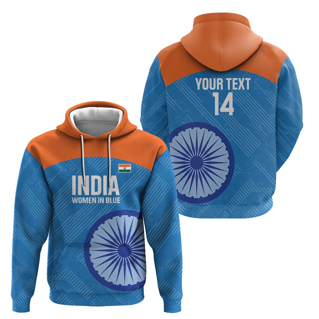 Custom India Cricket Hoodie Go Women In Blue LT14