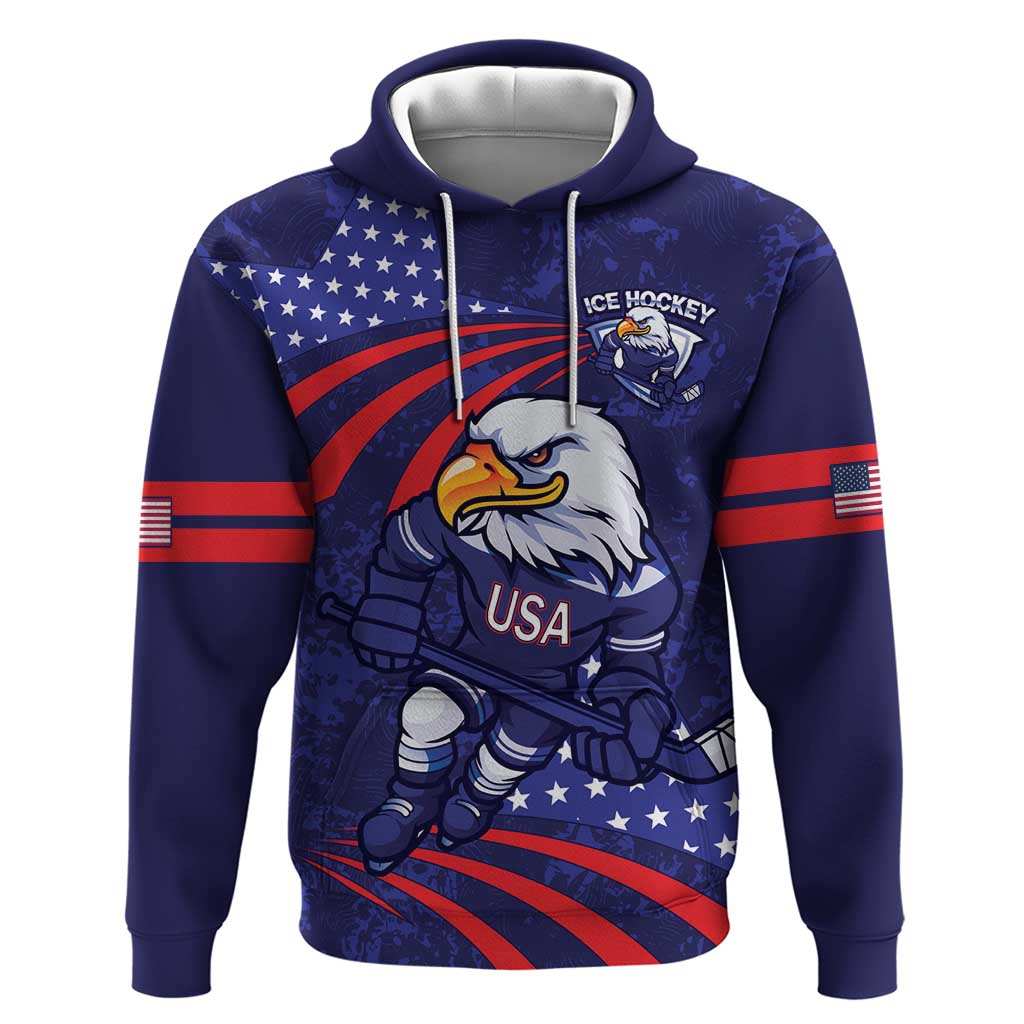 Custom USA Ice Hockey Hoodie United States Eagle Mascot LT14