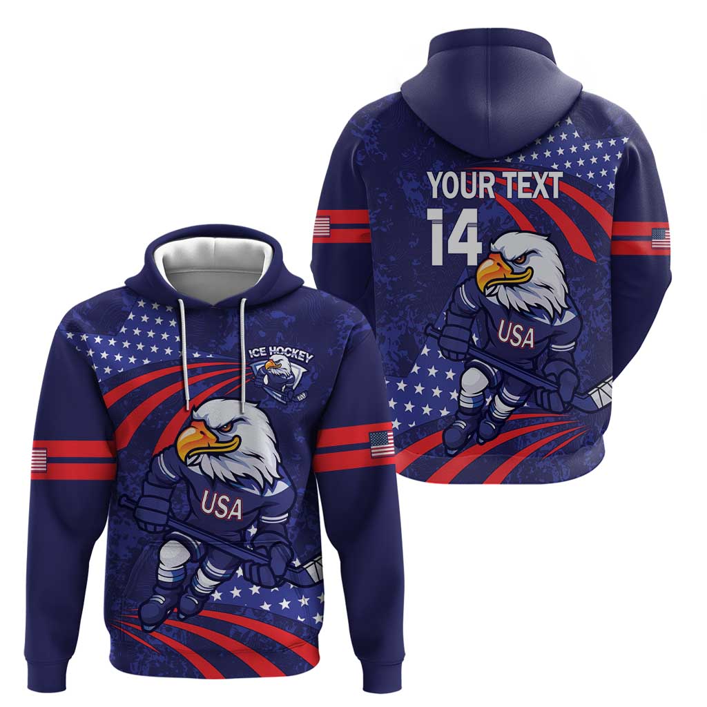 Custom USA Ice Hockey Hoodie United States Eagle Mascot LT14
