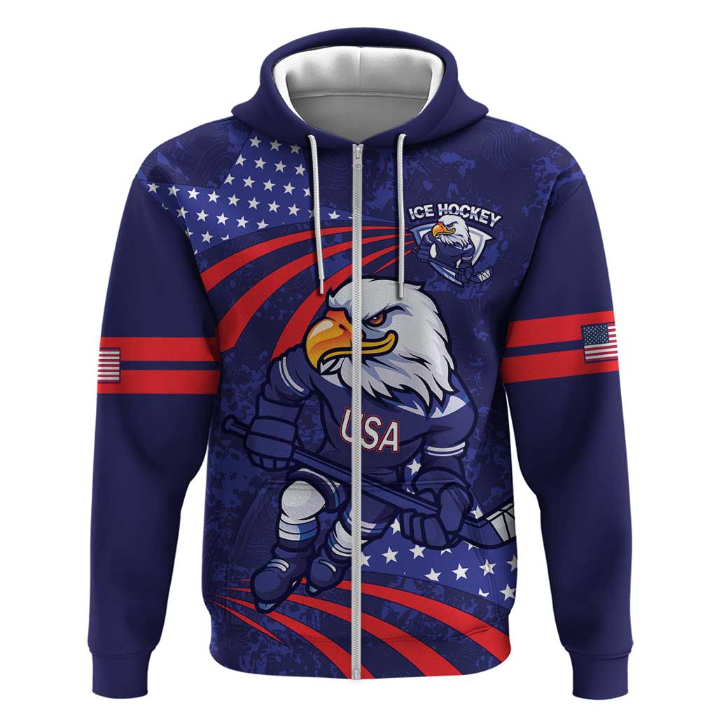 Custom USA Ice Hockey Hoodie United States Eagle Mascot LT14