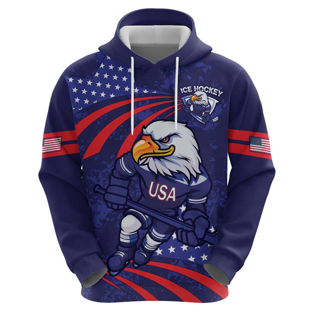 Custom USA Ice Hockey Hoodie United States Eagle Mascot LT14