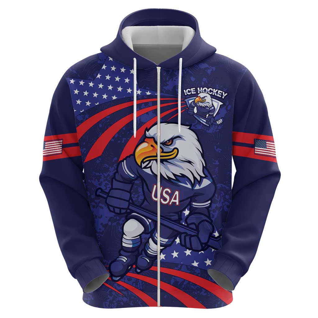 Custom USA Ice Hockey Hoodie United States Eagle Mascot LT14