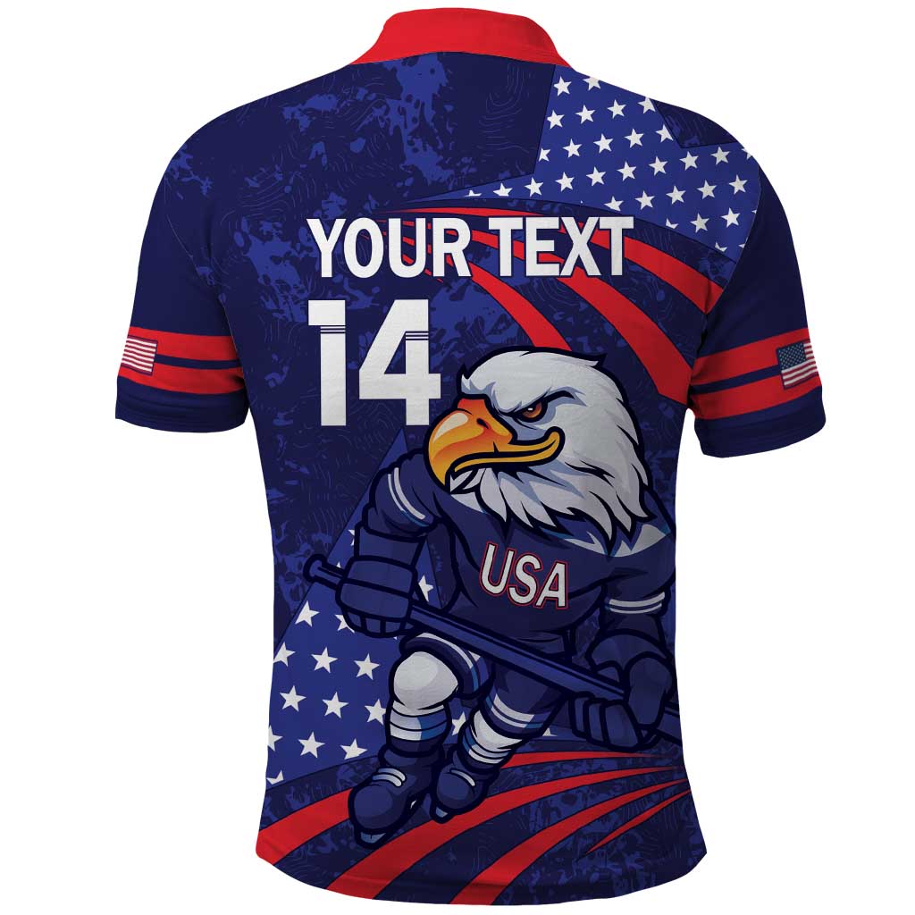 Custom USA Ice Hockey Polo Shirt United States Eagle Mascot LT14