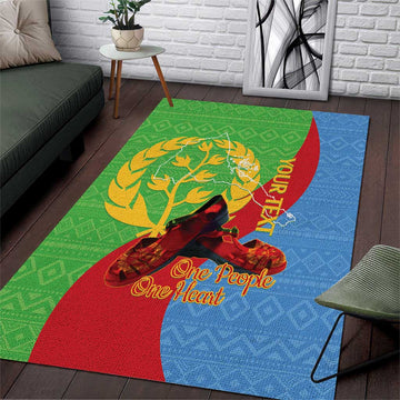 Personalised Eritrea Independence Day Area Rug Shida Shoes Olive Branch African Pattern LT14