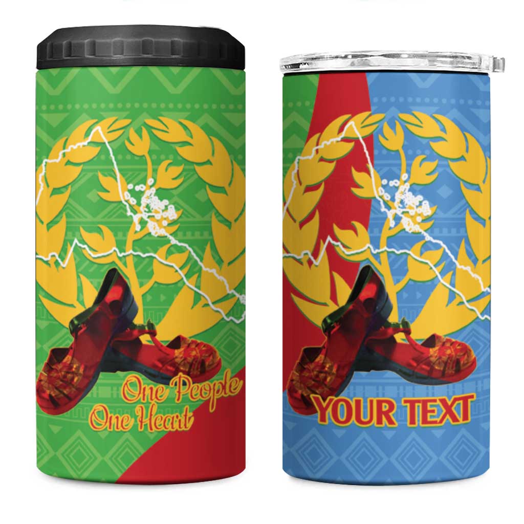Personalised Eritrea Independence Day 4 in 1 Can Cooler Tumbler Shida Shoes Olive Branch African Pattern LT14