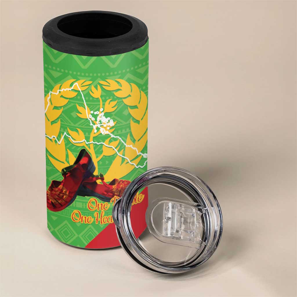 Personalised Eritrea Independence Day 4 in 1 Can Cooler Tumbler Shida Shoes Olive Branch African Pattern LT14