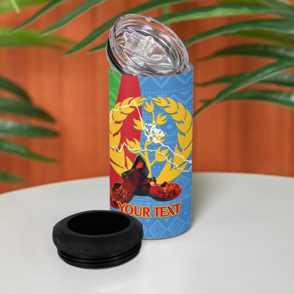Personalised Eritrea Independence Day 4 in 1 Can Cooler Tumbler Shida Shoes Olive Branch African Pattern LT14