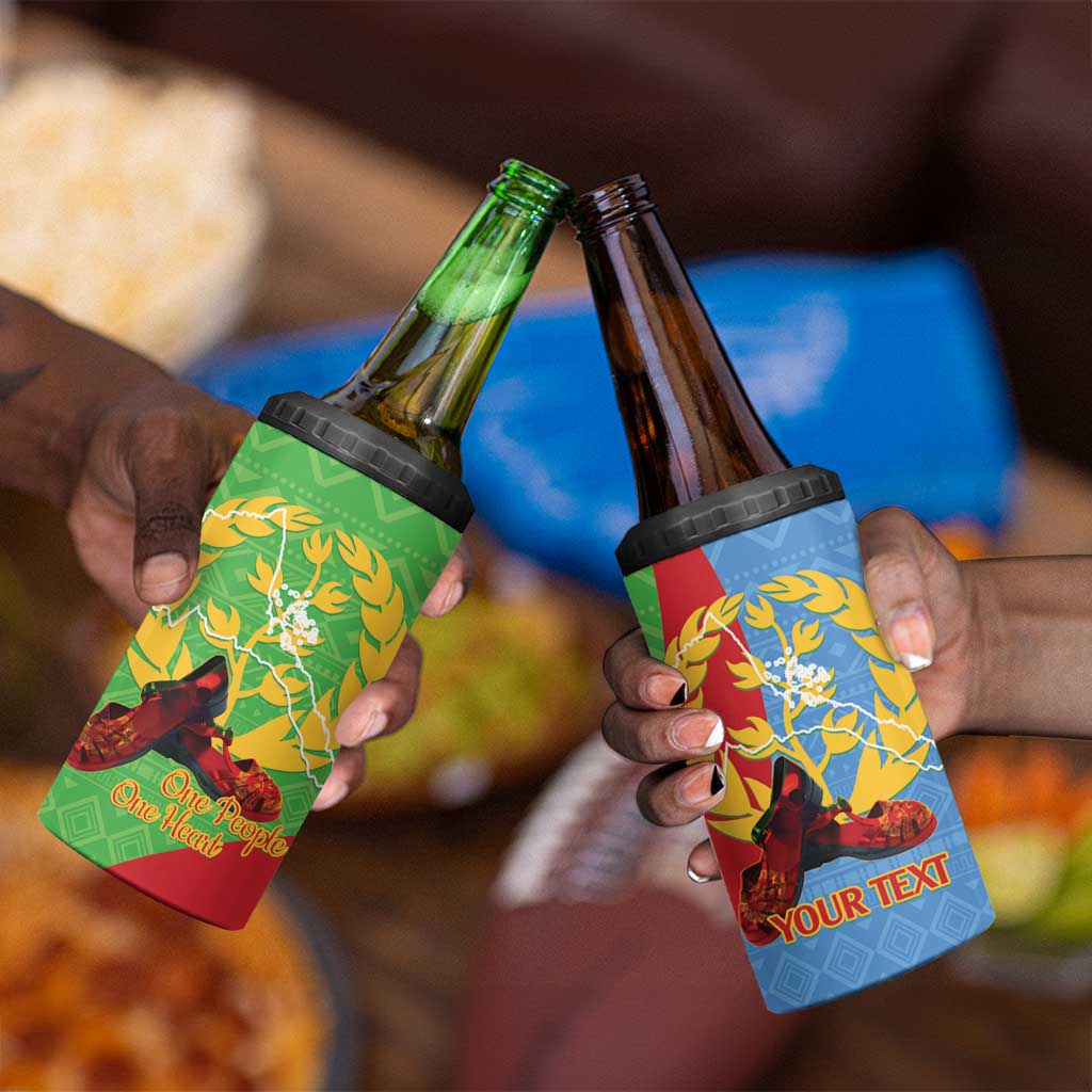 Personalised Eritrea Independence Day 4 in 1 Can Cooler Tumbler Shida Shoes Olive Branch African Pattern LT14