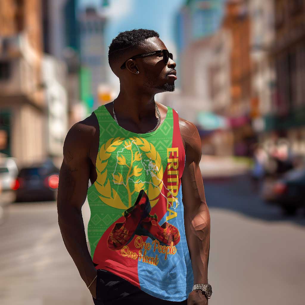 Personalised Eritrea Independence Day Men Tank Top Shida Shoes Olive Branch African Pattern LT14