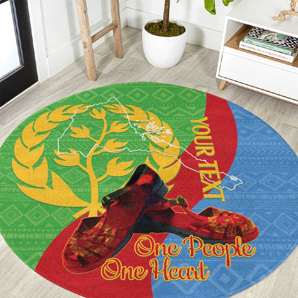 Personalised Eritrea Independence Day Round Carpet Shida Shoes Olive Branch African Pattern LT14