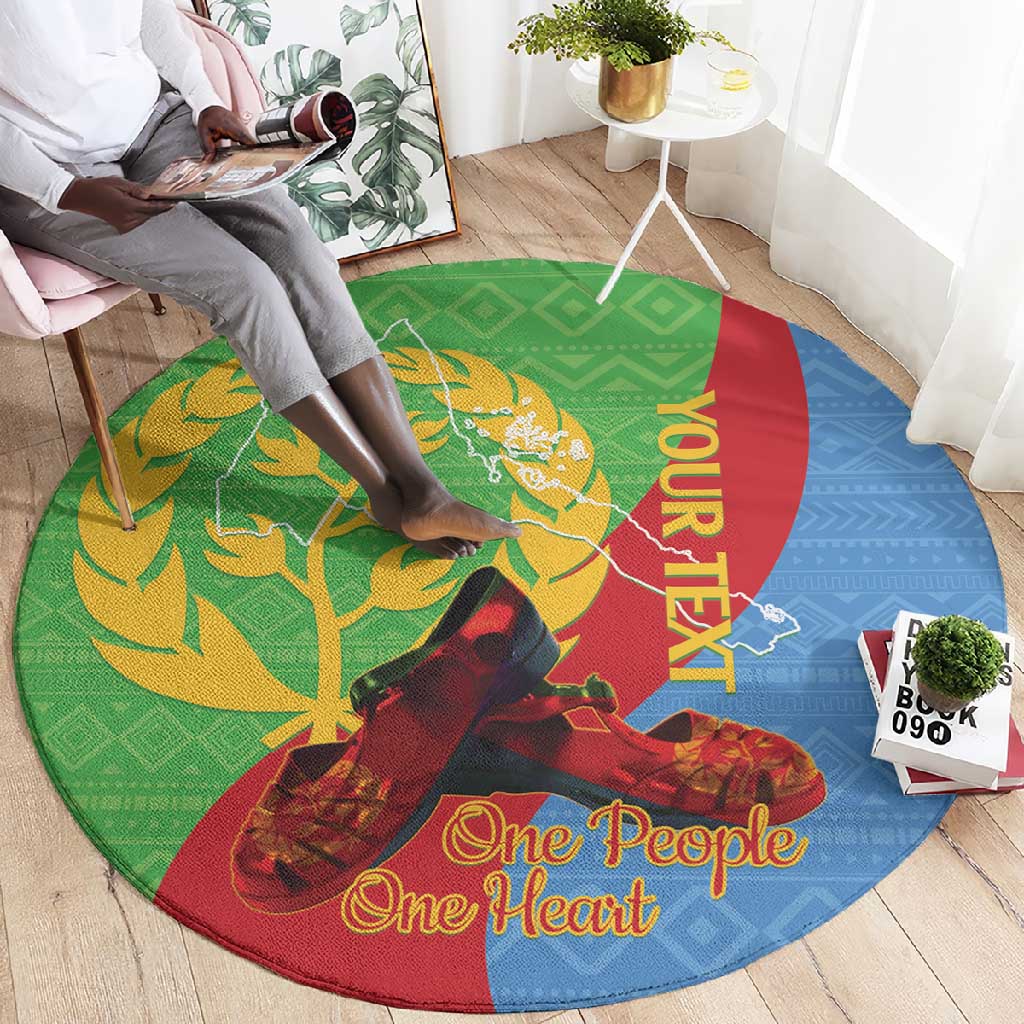 Personalised Eritrea Independence Day Round Carpet Shida Shoes Olive Branch African Pattern LT14