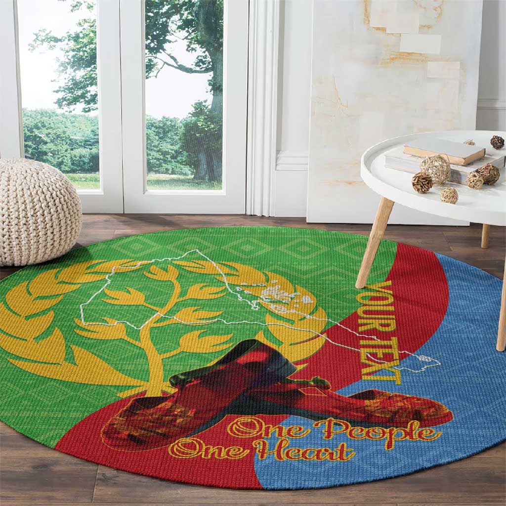Personalised Eritrea Independence Day Round Carpet Shida Shoes Olive Branch African Pattern LT14