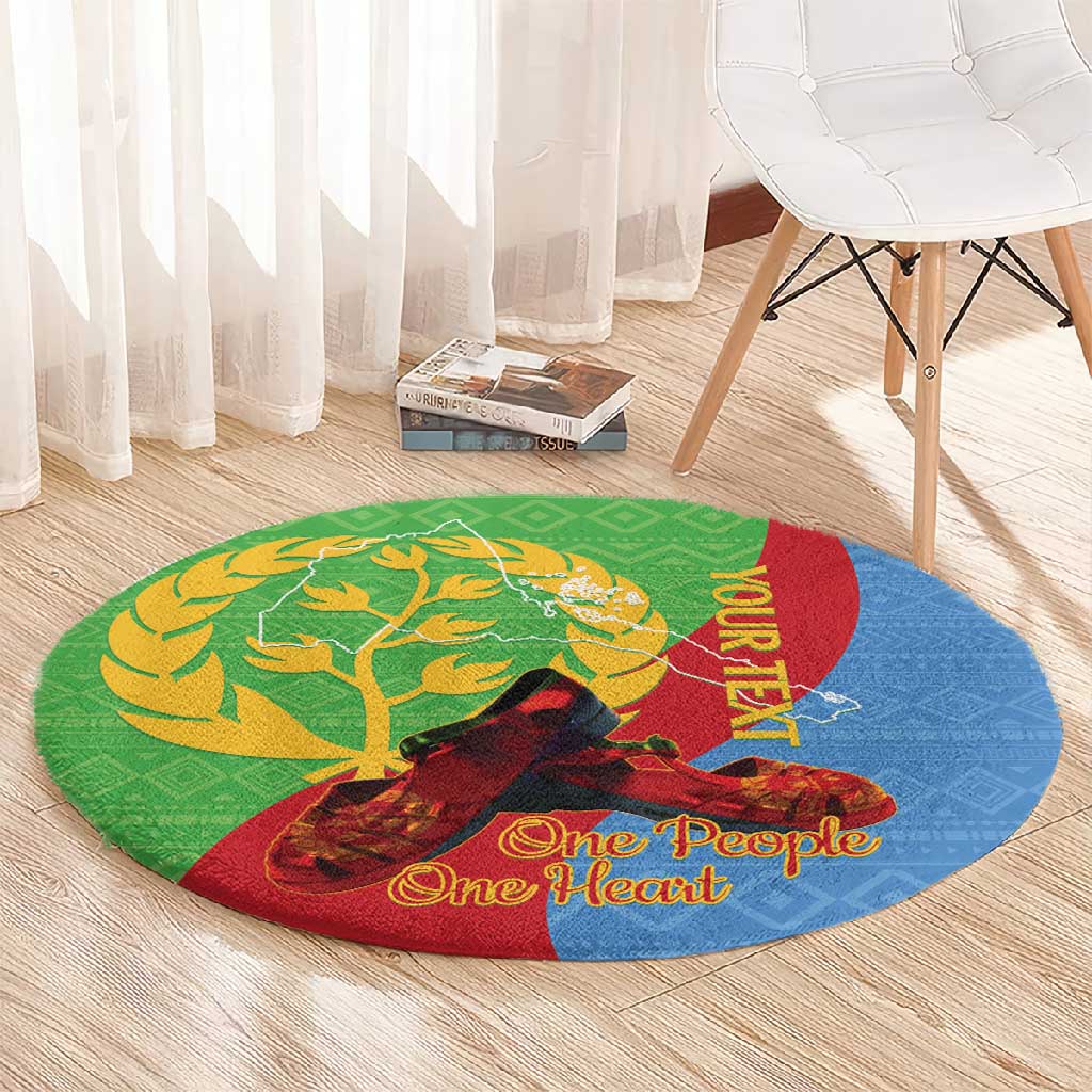 Personalised Eritrea Independence Day Round Carpet Shida Shoes Olive Branch African Pattern LT14