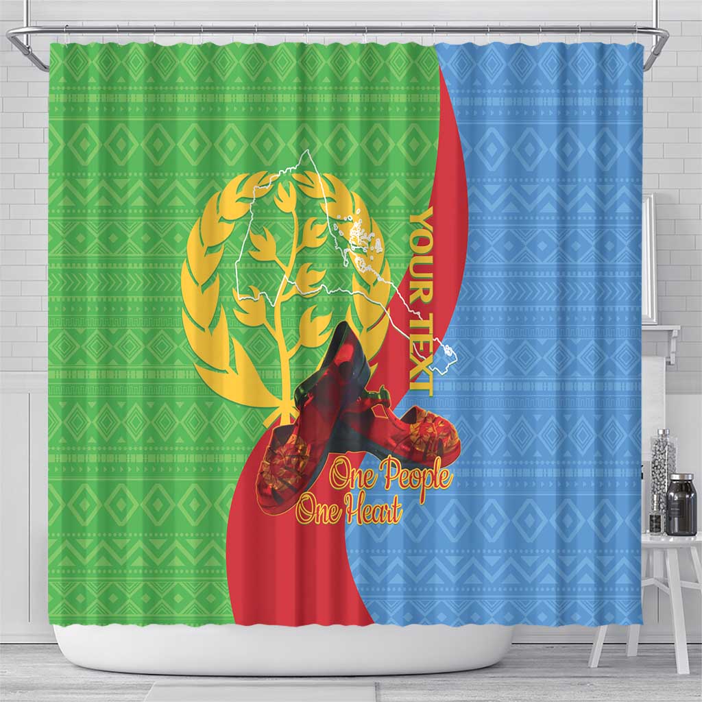 Personalised Eritrea Independence Day Shower Curtain Shida Shoes One People One Heart LT14