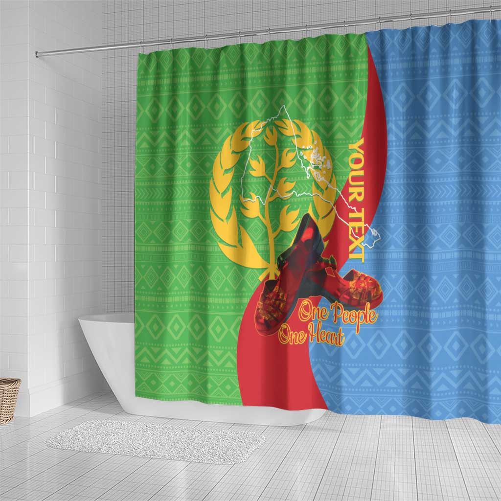 Personalised Eritrea Independence Day Shower Curtain Shida Shoes One People One Heart LT14