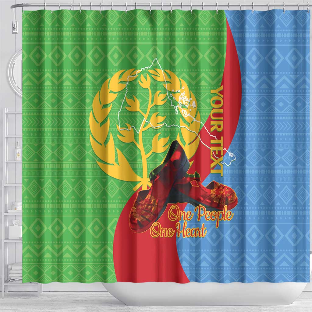 Personalised Eritrea Independence Day Shower Curtain Shida Shoes One People One Heart LT14